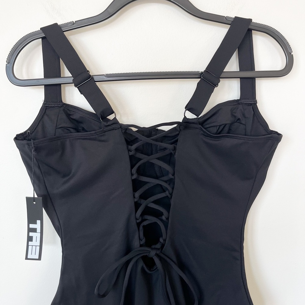 NEW TA3 Lifty One Piece Lace Up Shaping Swimsuit Black XL Reg/Long H/I - Picture 6 of 10